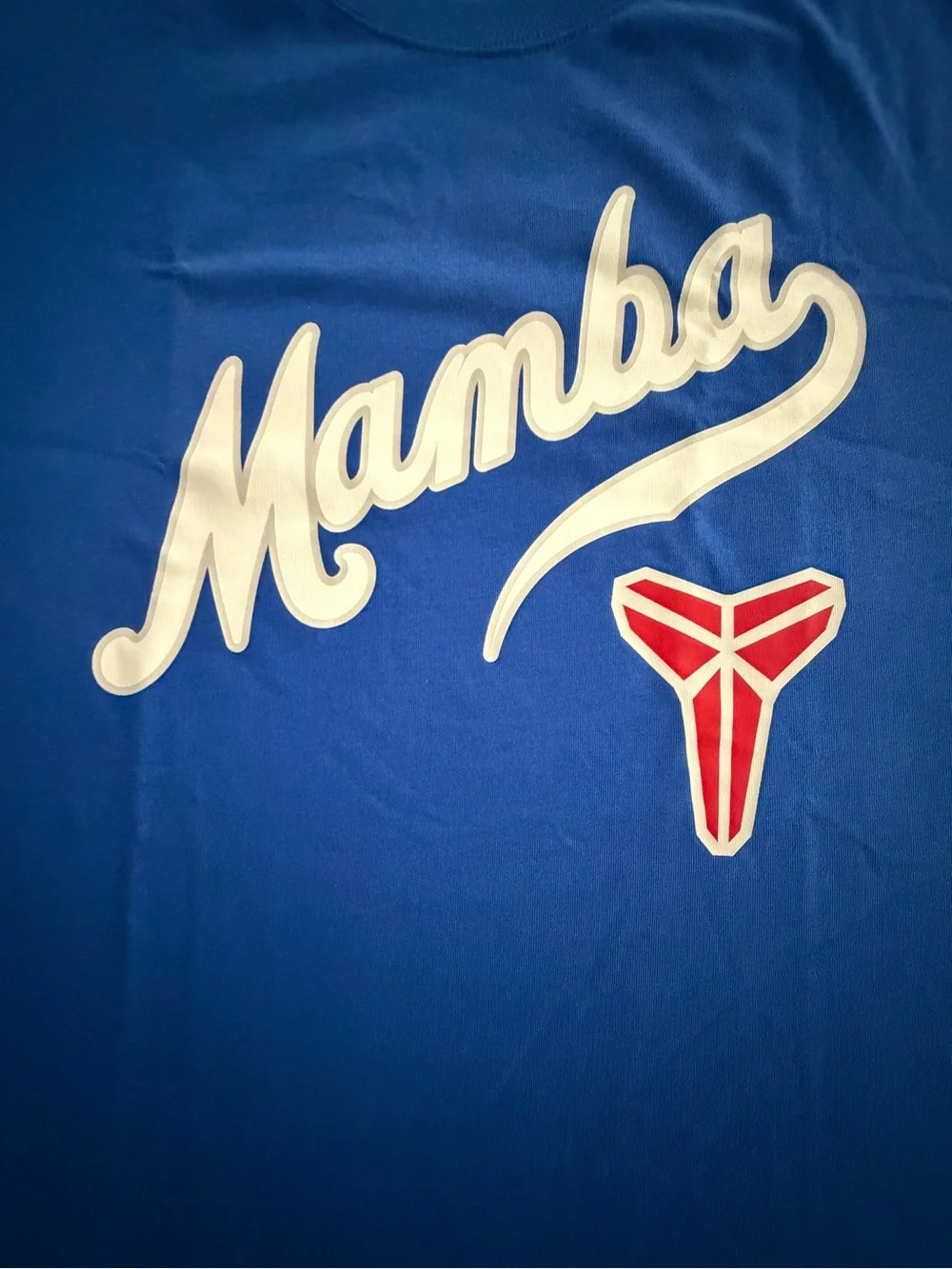 Nike Mamba Script Logo Tee - Blue with White & Red Accents